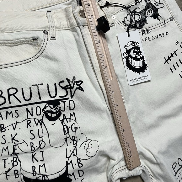 Scotch Soda Jeans Mens Size 33 White Hi‎ Brutus Bye Popeye Denim Button Fly - Picture 5 of 16